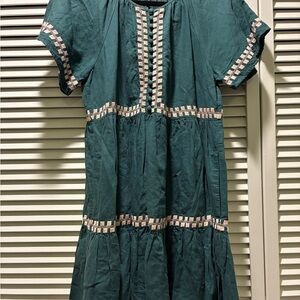 Madewell Turquoise and Pink Midi Dress
